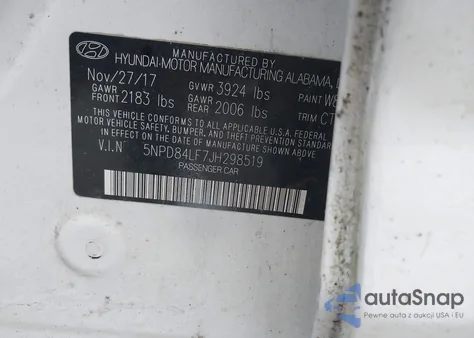 2018 Hyundai Elantra Sel из США, поврежденный, VIN 5NPD84LF7JH298519